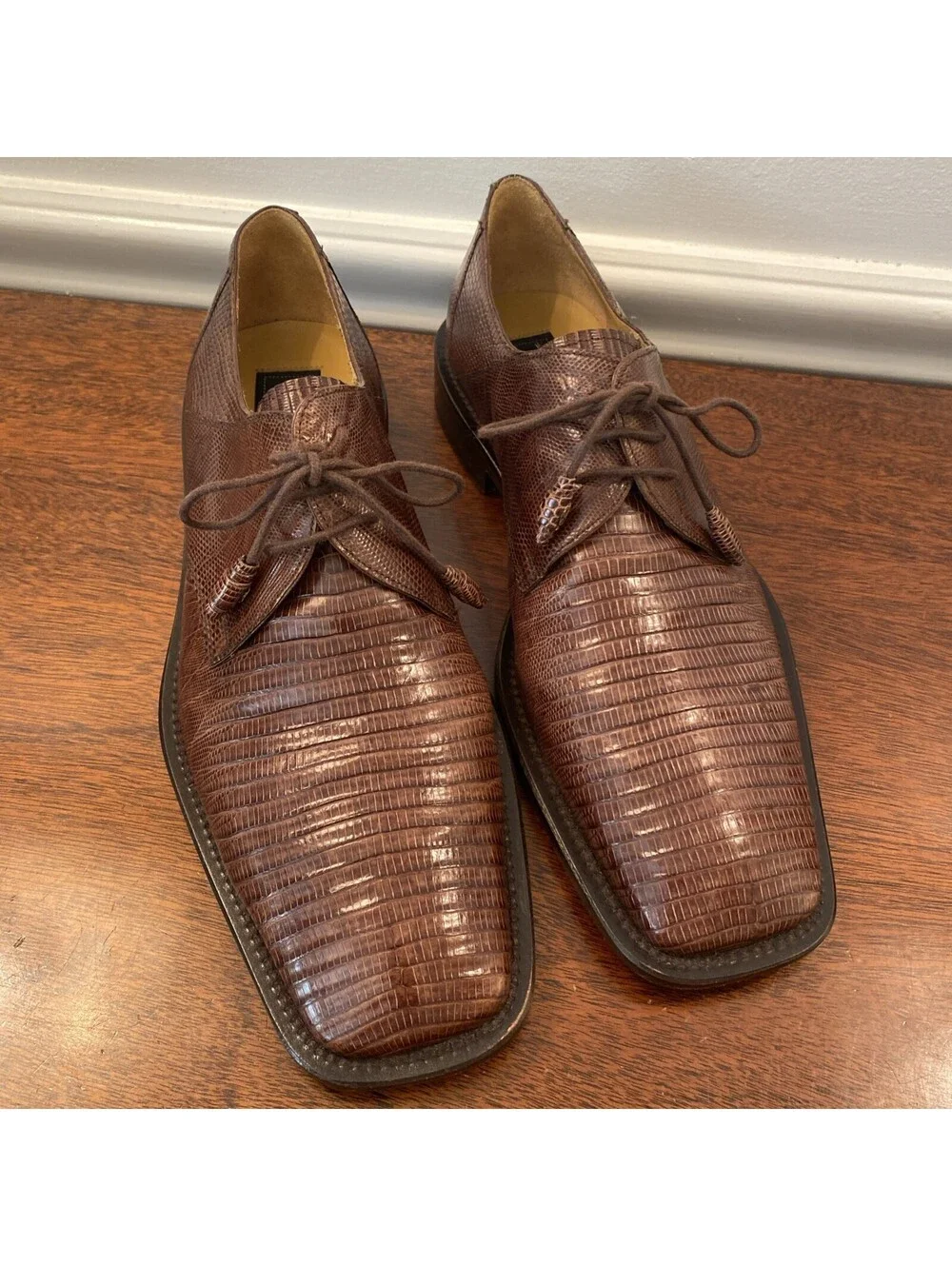 Mezlan Genuine Lizard Luxury Platinum Calvello Brown Men’s Size 9M Made In Spain